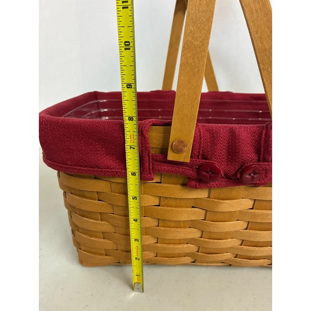Longaberger‎ 2009 Handwoven Basket with Burgundy Liner and Plastic Protector